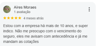 Avaliação de Aires Moraes no Google sobre a Cerqueira & Cerqueira