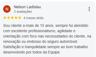 Avaliação de Nelson Ladislau no Google sobre a Cerqueira & Cerqueira